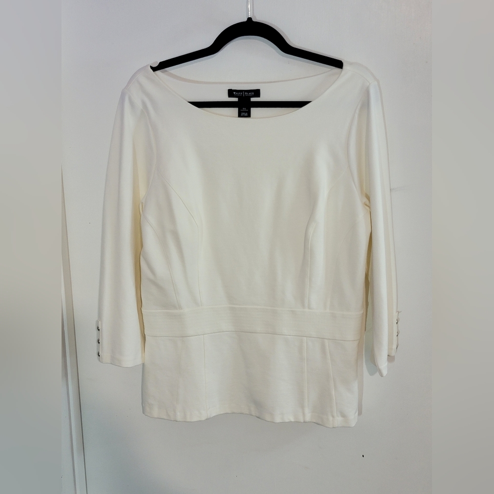 WHBM White Women's Dressy Peplum Top Size 14